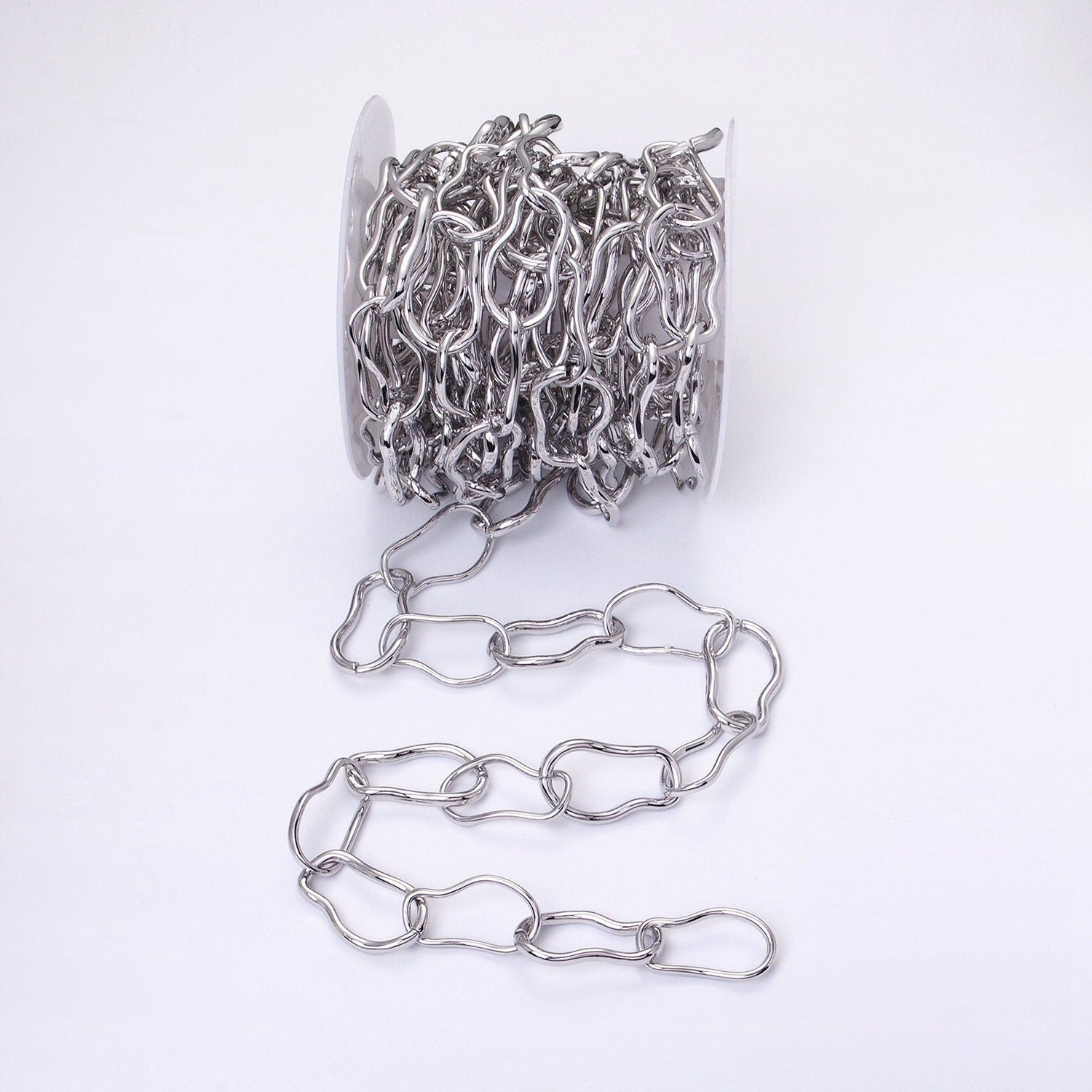 Abstract Chunky 24k Gold Filled 17.3mm Unique Cable Chain Link Unfinished Yard Chain in Gold & Silver | ROLL-1305 ROLL-1306