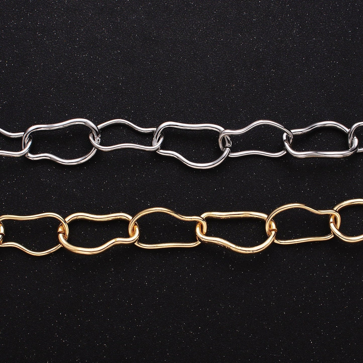Abstract Chunky 24k Gold Filled 17.3mm Unique Cable Chain Link Unfinished Yard Chain in Gold & Silver | ROLL-1305 ROLL-1306