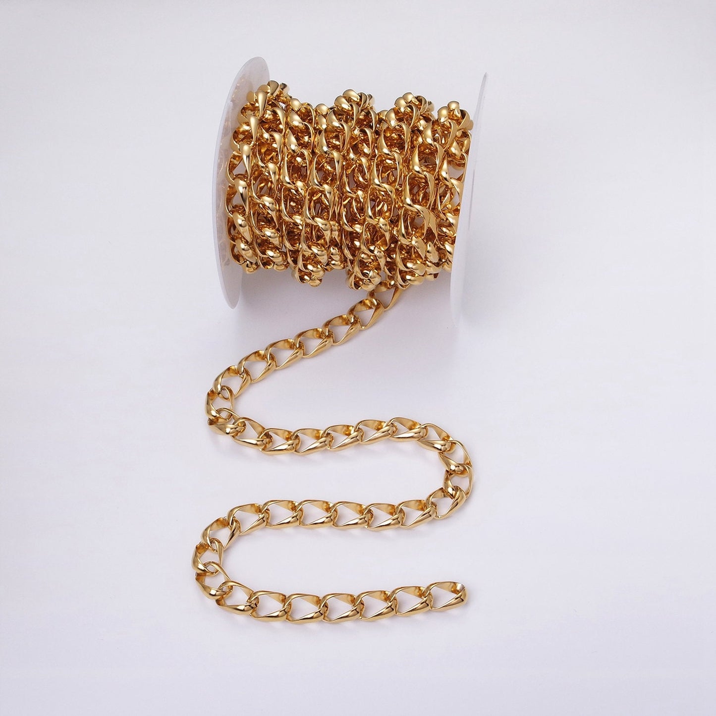 Big Bold Statement Chunky Chain 24k Gold Filled 10.7mm Unique Cable Chain Link Unfinished Yard Chain in Gold & Silver | ROLL-1324 ROLL-1325