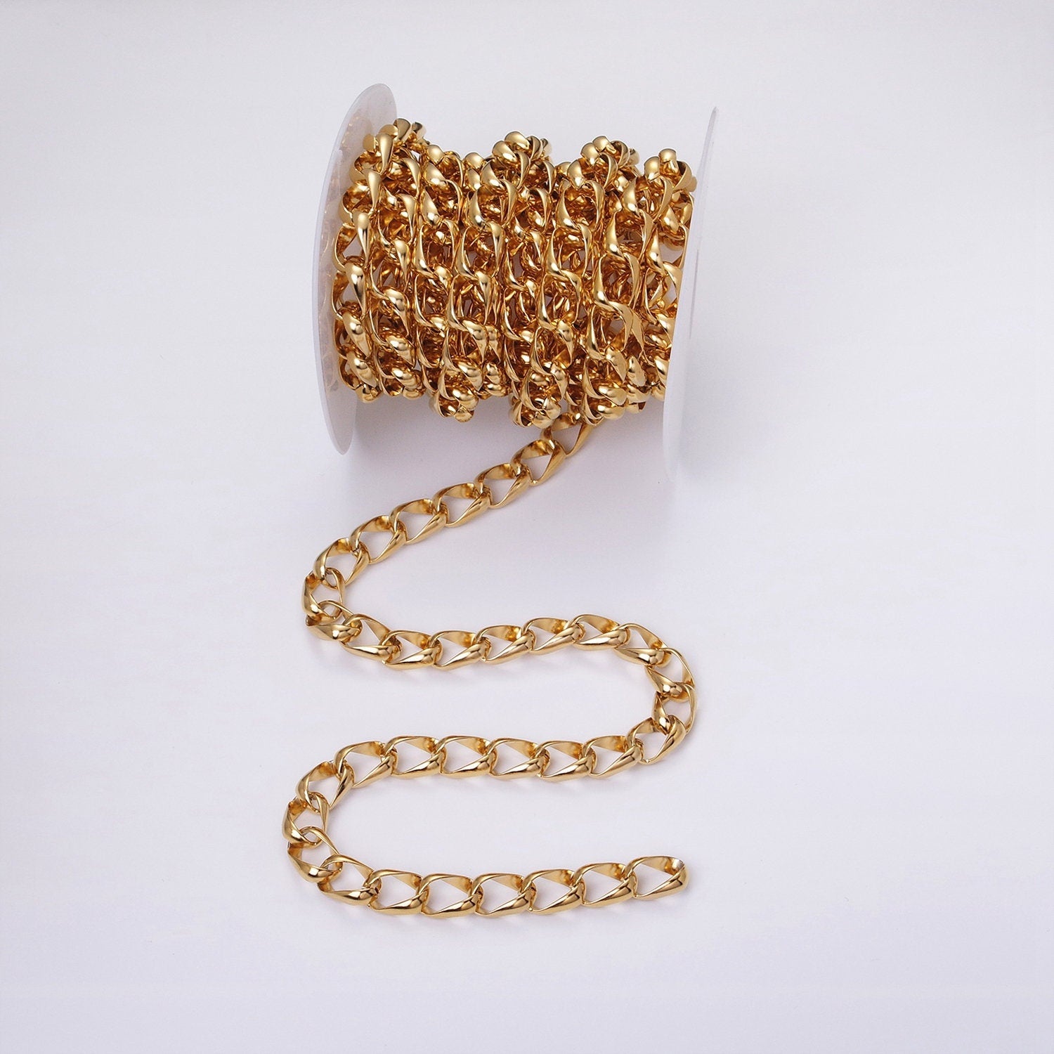 Big Bold Statement Chunky Chain 24k Gold Filled 10.7mm Unique Cable Chain Link Unfinished Yard Chain in Gold & Silver | ROLL-1324 ROLL-1325