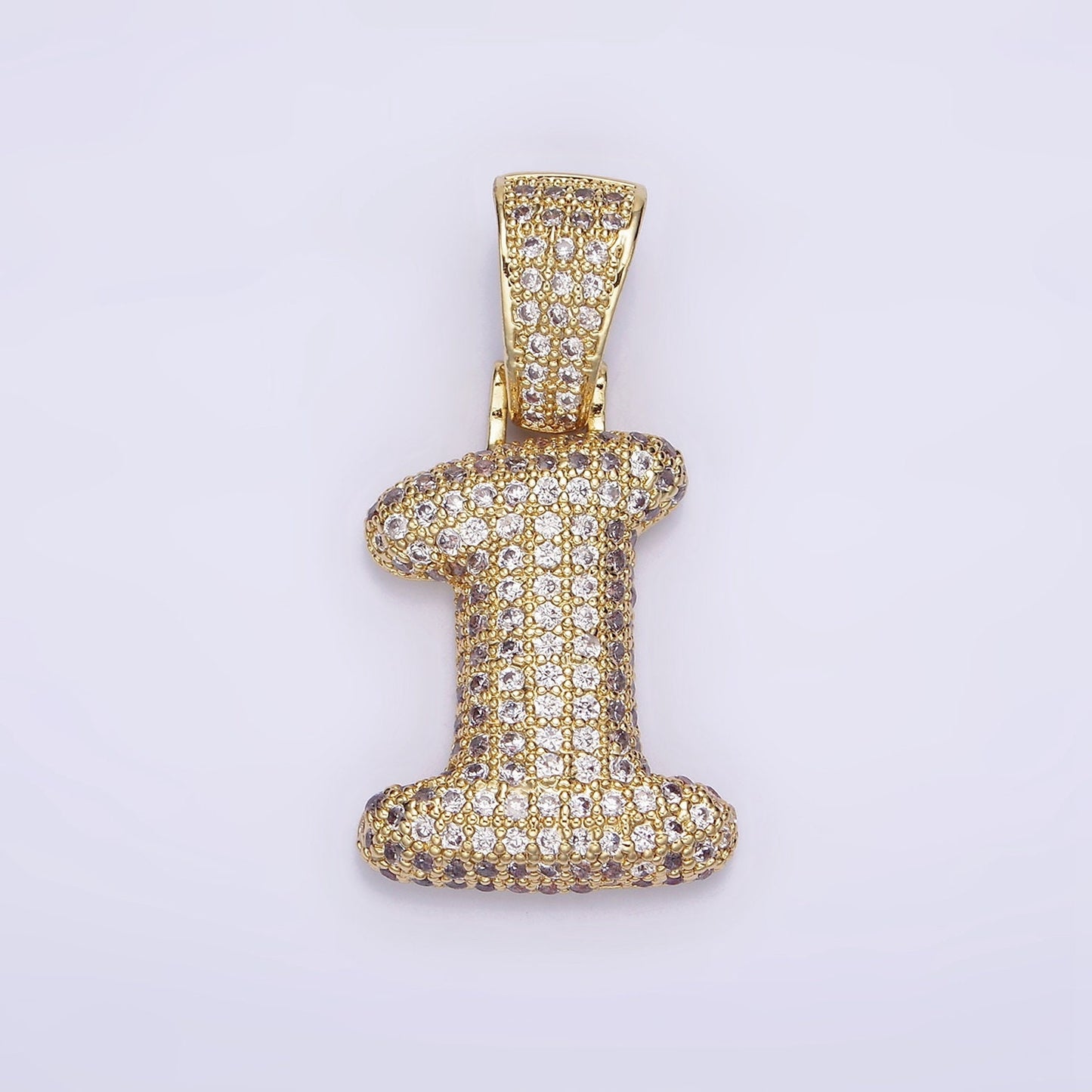 Gold Bubble Number Pendant, Hip Hop Bubble Number CZ Pendant Iced Numeric Charm Pendant for Men Woman Statement Jewelry AA695