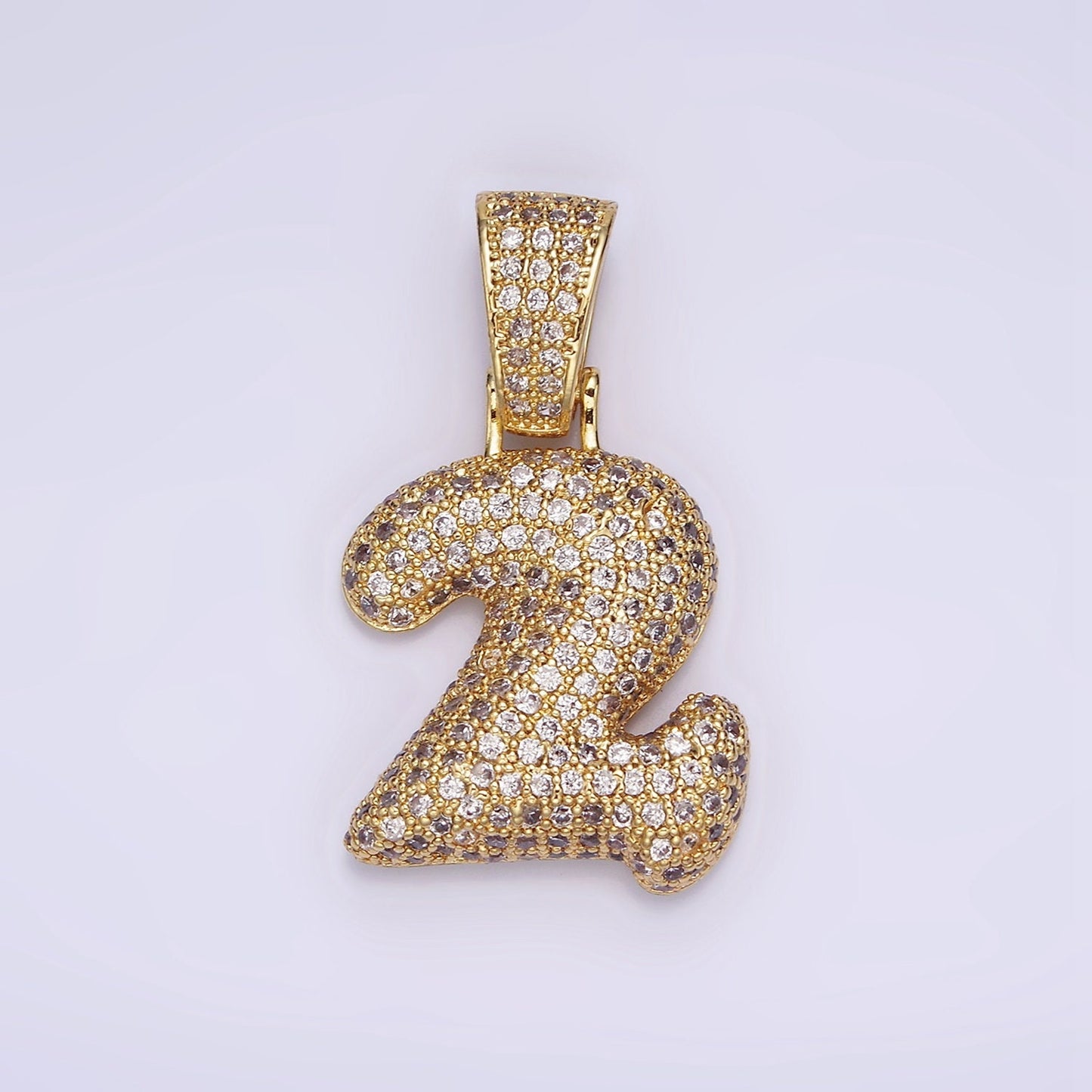 Gold Bubble Number Pendant, Hip Hop Bubble Number CZ Pendant Iced Numeric Charm Pendant for Men Woman Statement Jewelry AA695