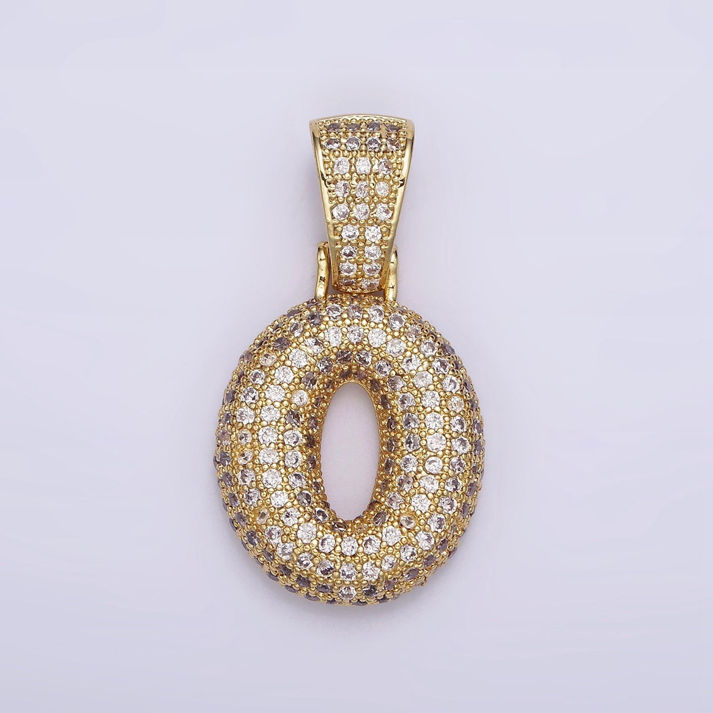Gold Bubble Number Pendant, Hip Hop Bubble Number CZ Pendant Iced Numeric Charm Pendant for Men Woman Statement Jewelry AA695