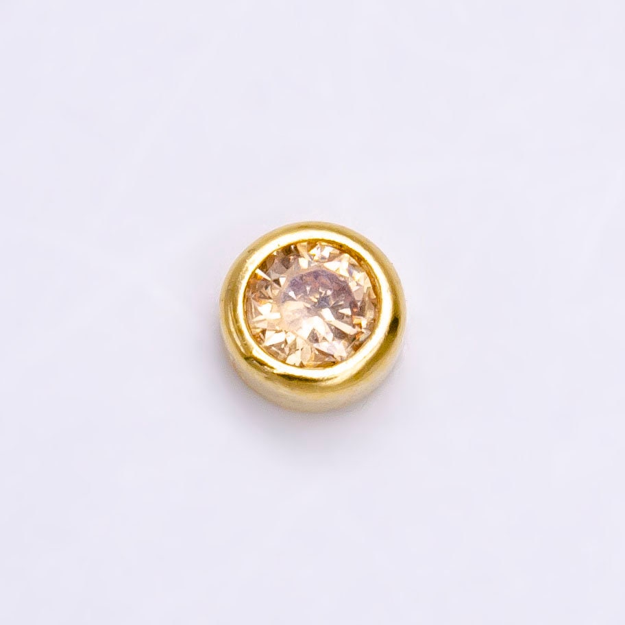 Gold Filled Personalized Locket Bead: 4mm Birthstone Bezel CZ | B-925 - B-930