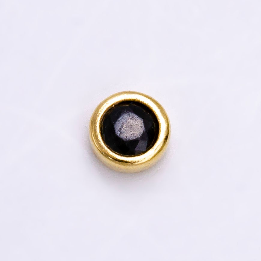 Gold Filled Personalized Locket Bead: 4mm Birthstone Bezel CZ | B-925 - B-930
