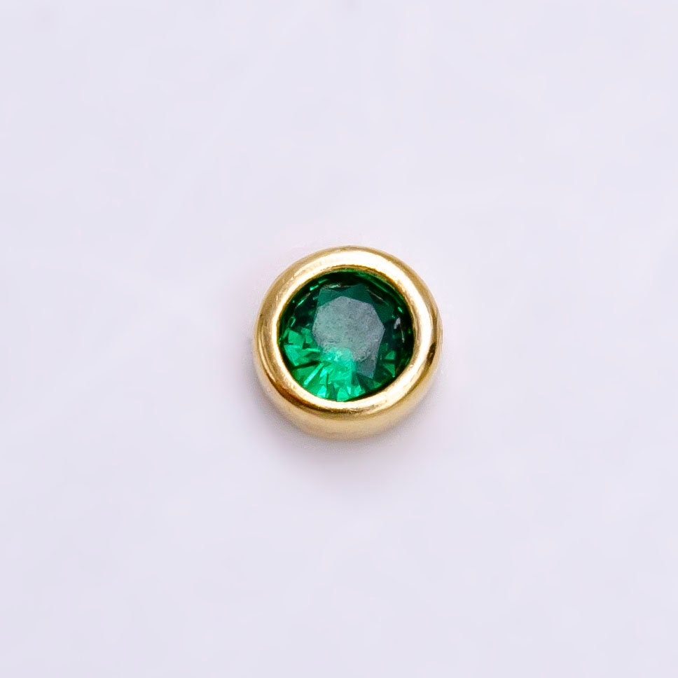 Gold Filled Personalized Locket Bead: 4mm Birthstone Bezel CZ | B-925 - B-930