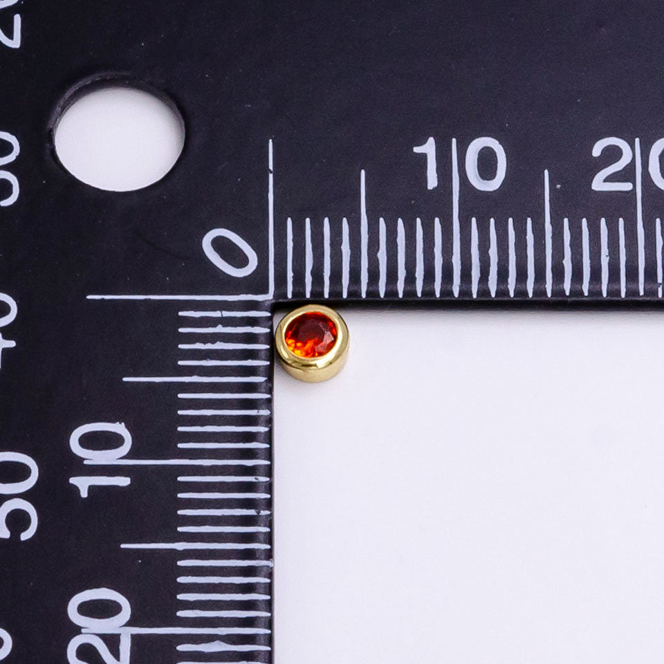 Gold Filled Personalized Locket Bead: 4mm Birthstone Bezel CZ | B-925 - B-930
