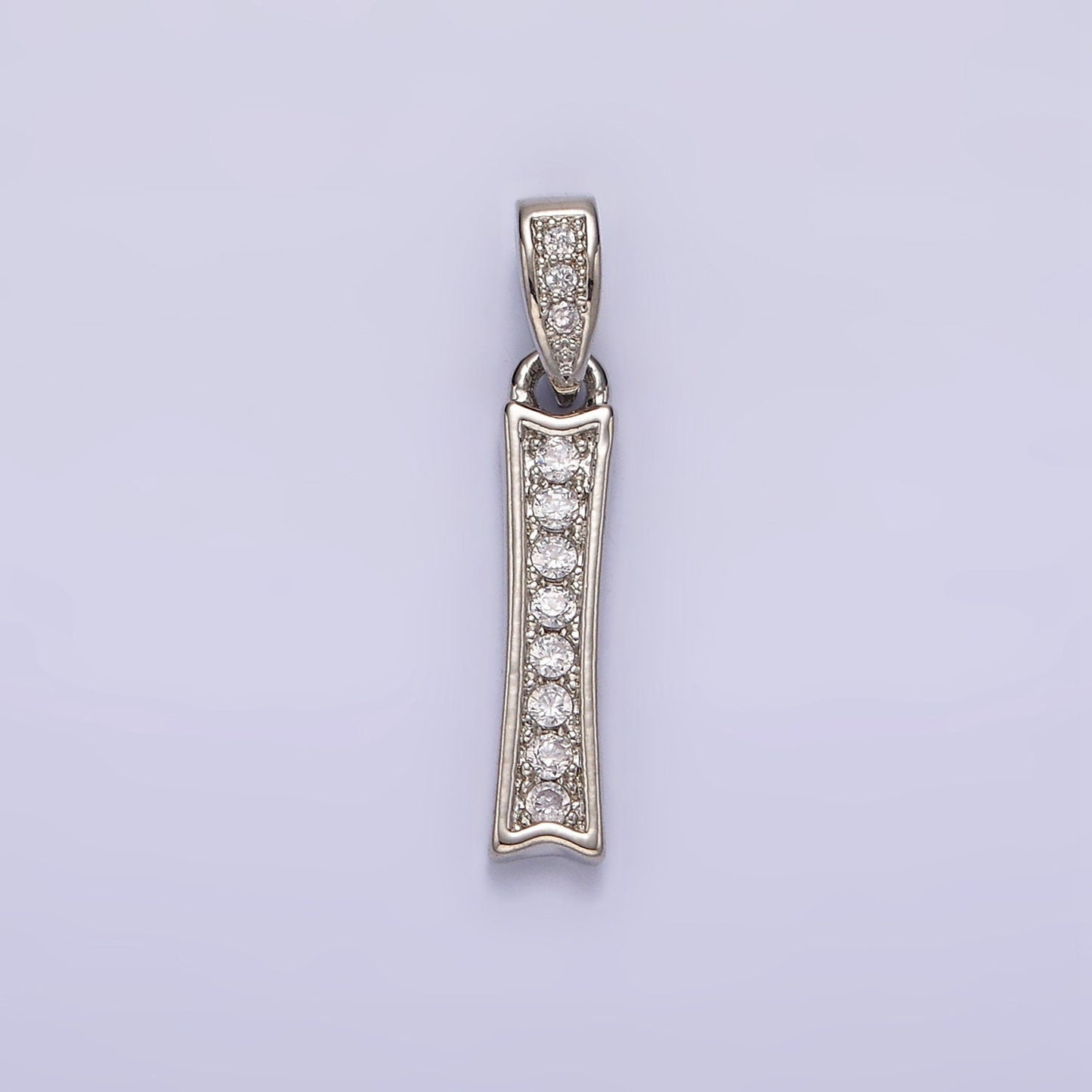 Silver 0-9 Edged Number Clear Micro Paved CZ Pendant Lucky Number Age Birthday Pendant | N1256 - N1265