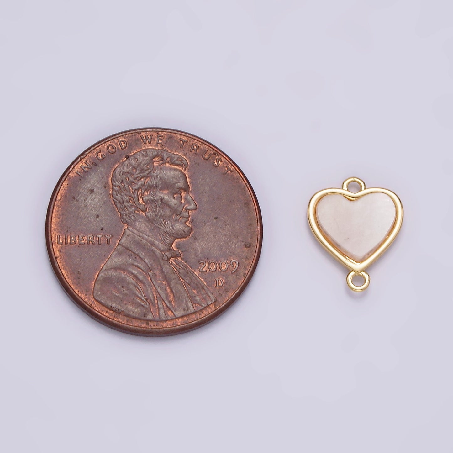 Small Pearl Heart Connector 2 Loop Gold Filled Heart Charm Connector for Necklace Bracelet Wedding, Anniversary Mother's Day Gift G-702
