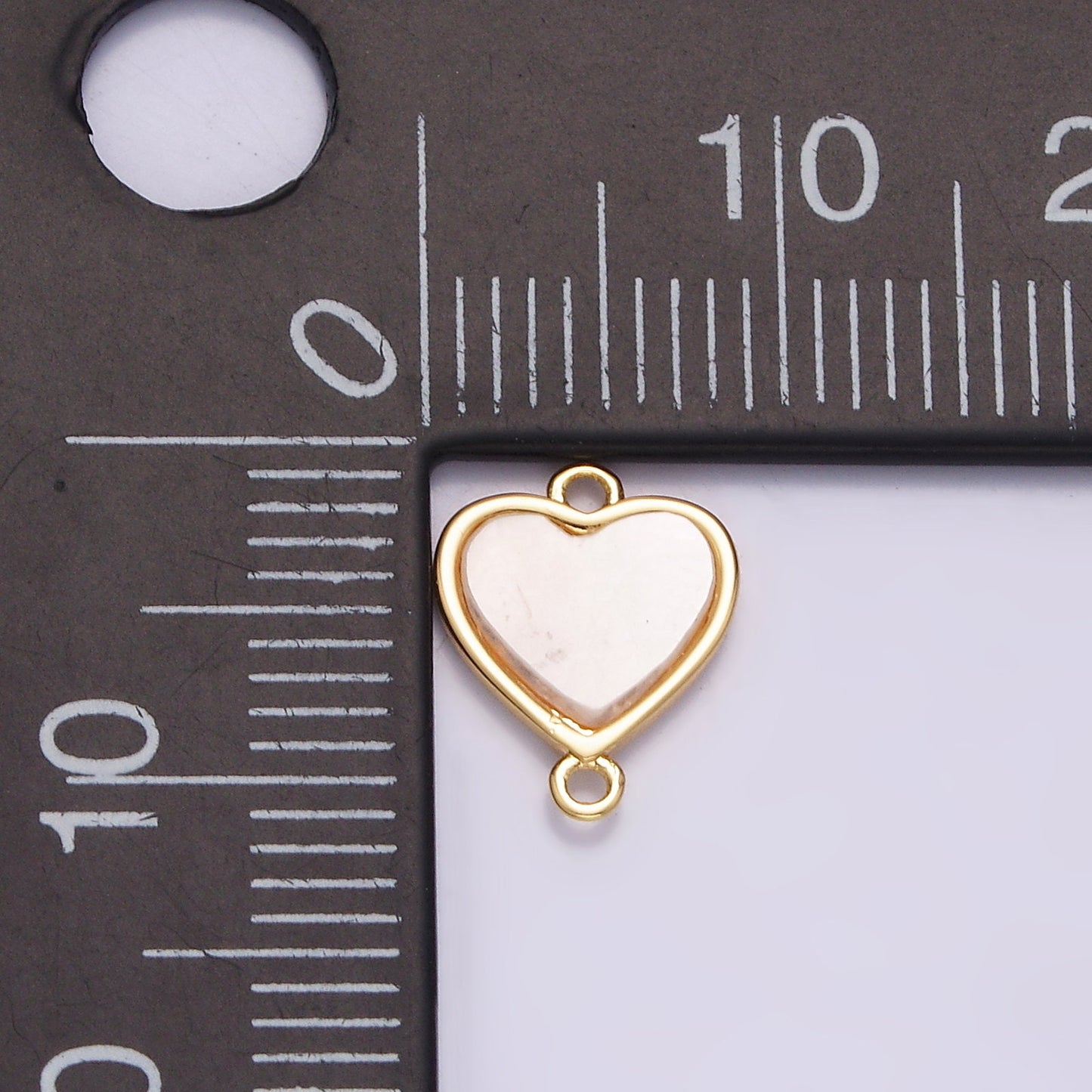 Small Pearl Heart Connector 2 Loop Gold Filled Heart Charm Connector for Necklace Bracelet Wedding, Anniversary Mother's Day Gift G-702