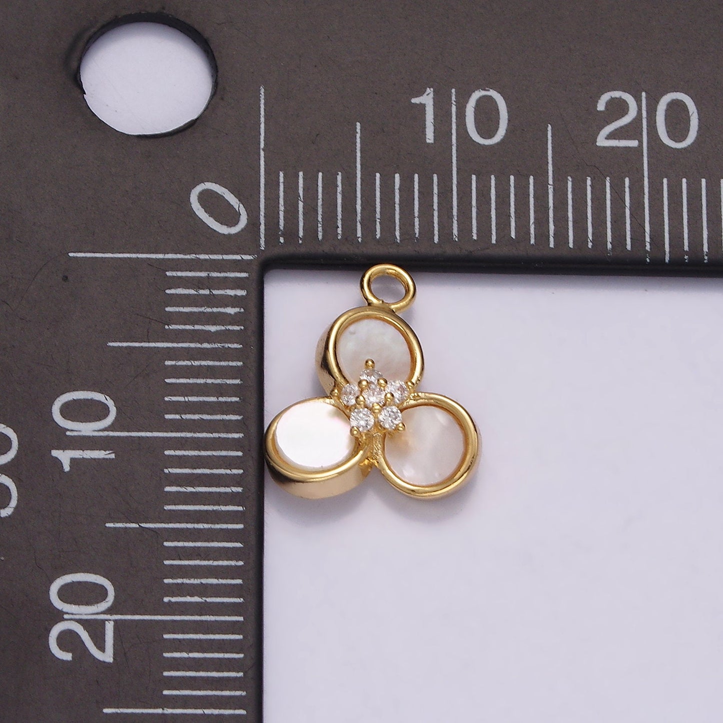 Floral Bezel Pearl Connector Pendant Mini Flower Charm Connector Bracelet Necklace in 16k Gold Filled Findings N-1499