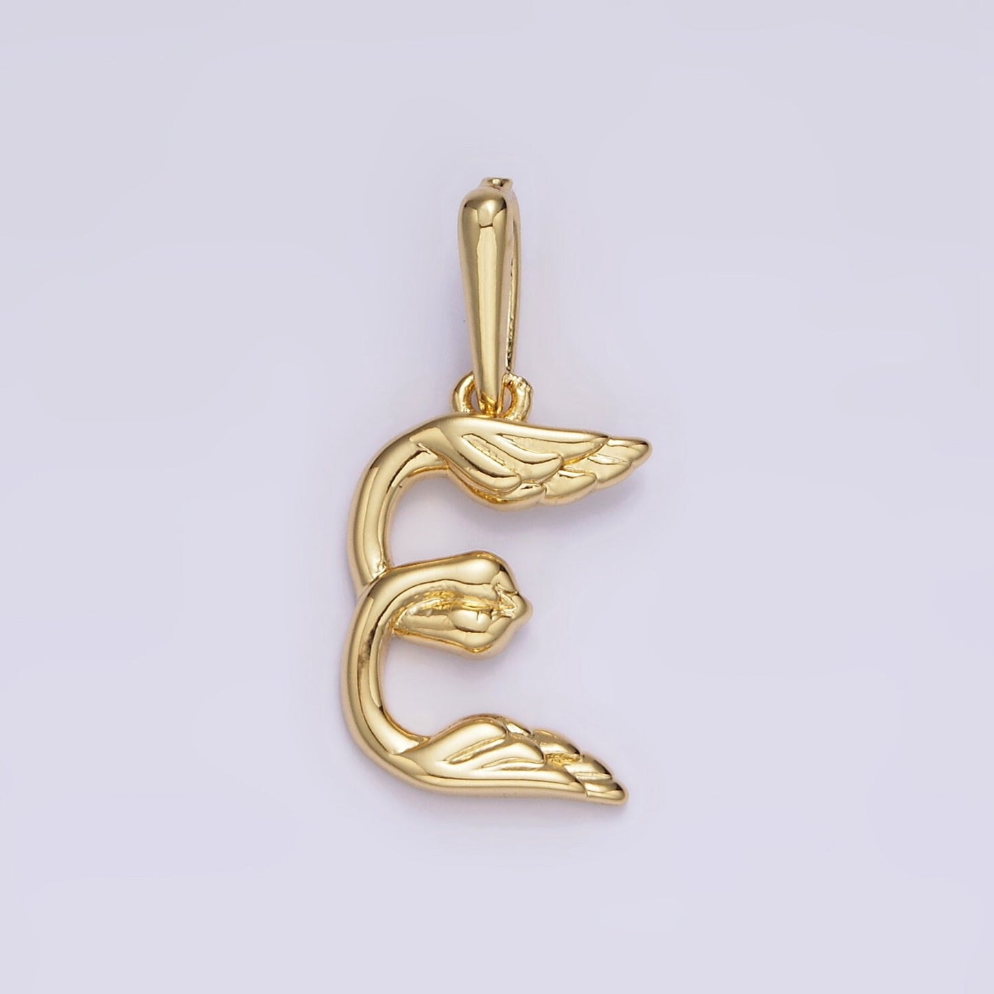 14K Gold Filled A-Z Initial Letter Angel Wings Inspired Charm Personalized Alphabet Pendant | A1054 - A1079