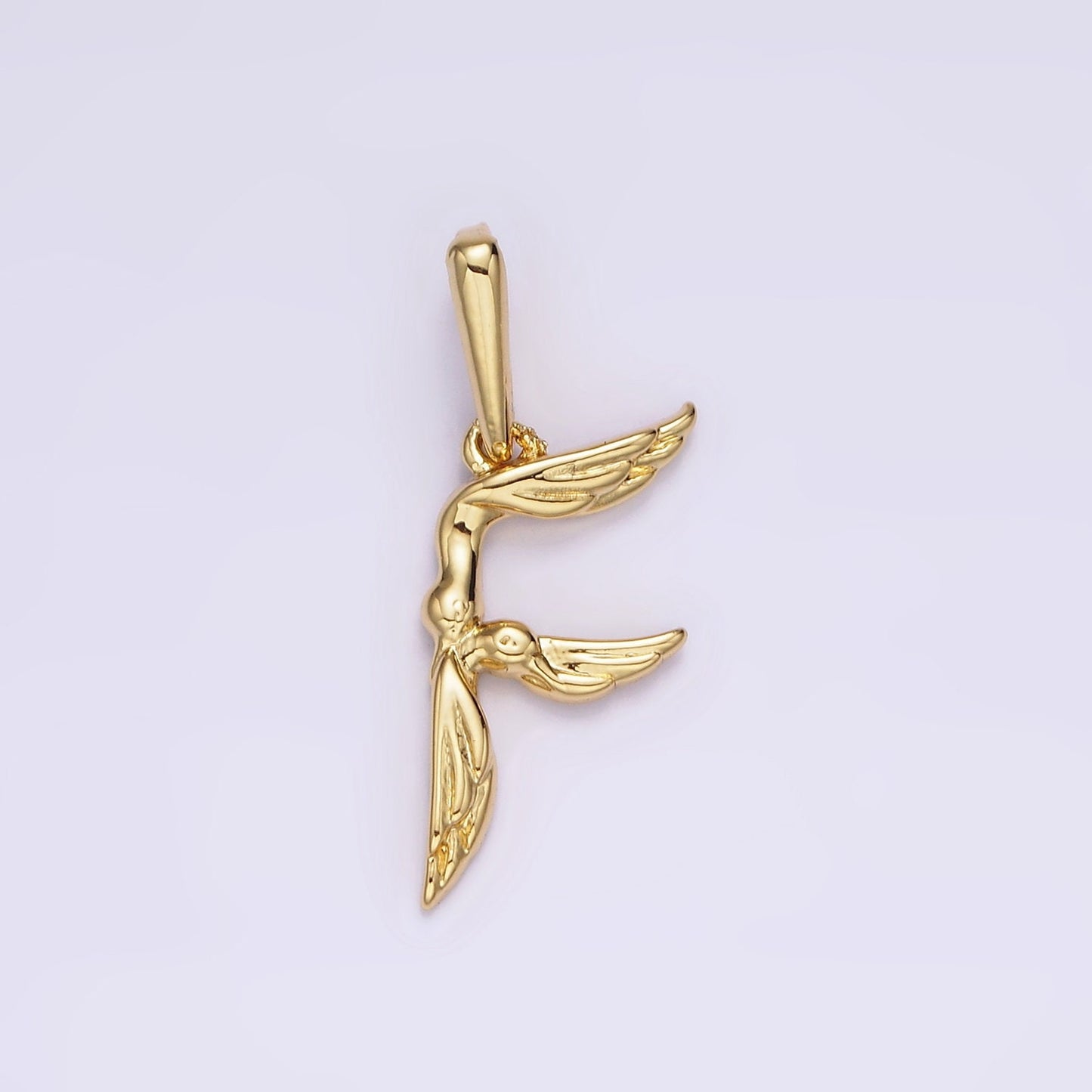 14K Gold Filled A-Z Initial Letter Angel Wings Inspired Charm Personalized Alphabet Pendant | A1054 - A1079