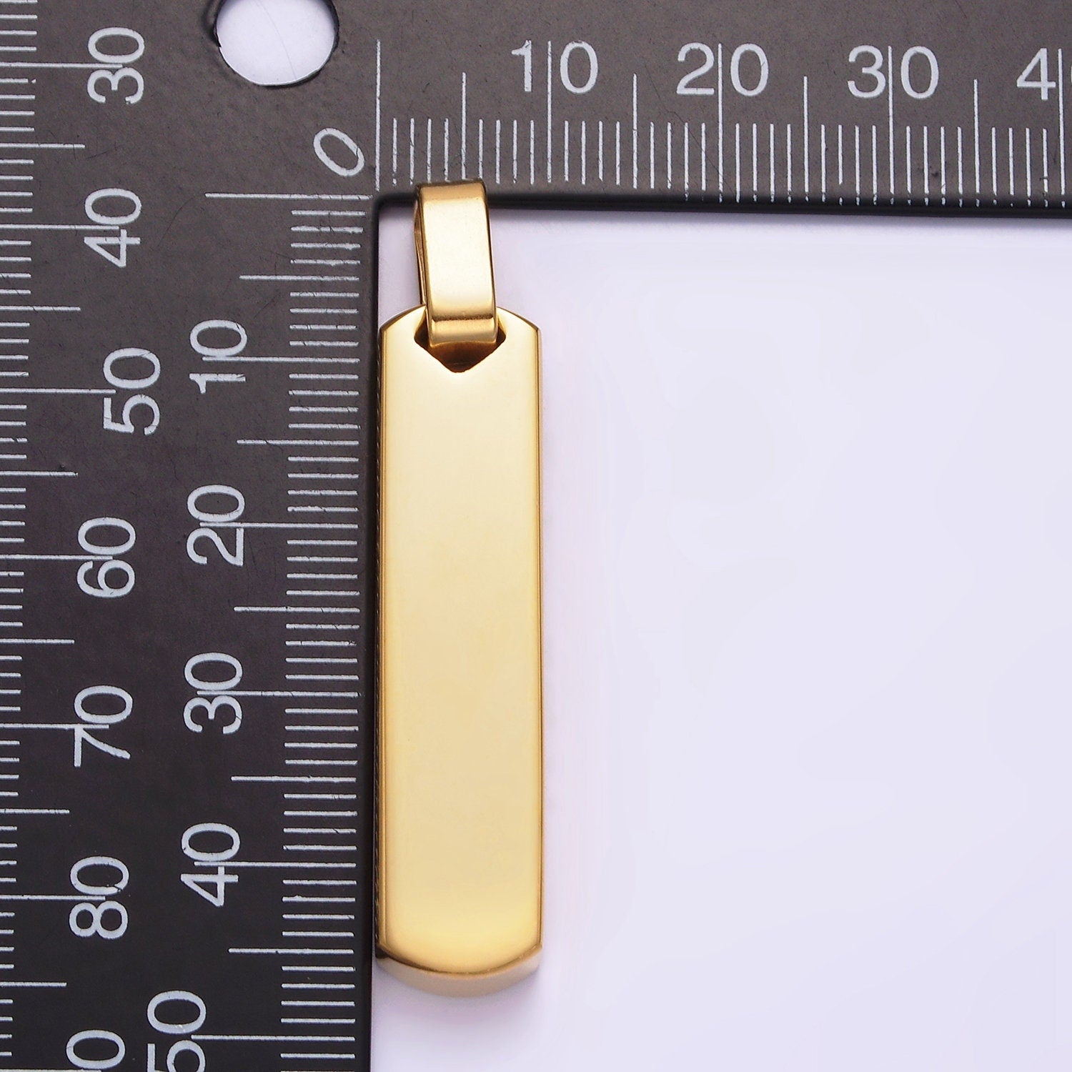 Stainless Steel 40mm Long Rectangular Bar Pendant in Black, Gold, Silver for Unisex Men Jewelry Necklace Pendant | P725