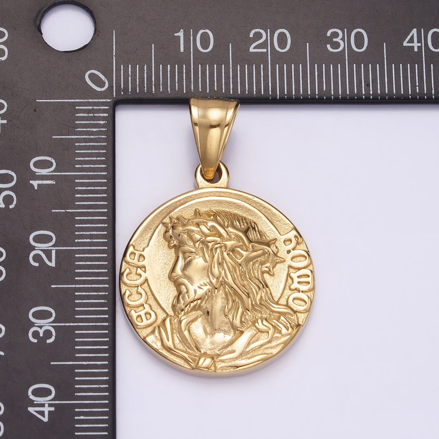 Serenity Prayer Necklace Pendant Gold Stainless Steel Jesus Religious Charm Gold Coin Medallion Double Sided Charm P821