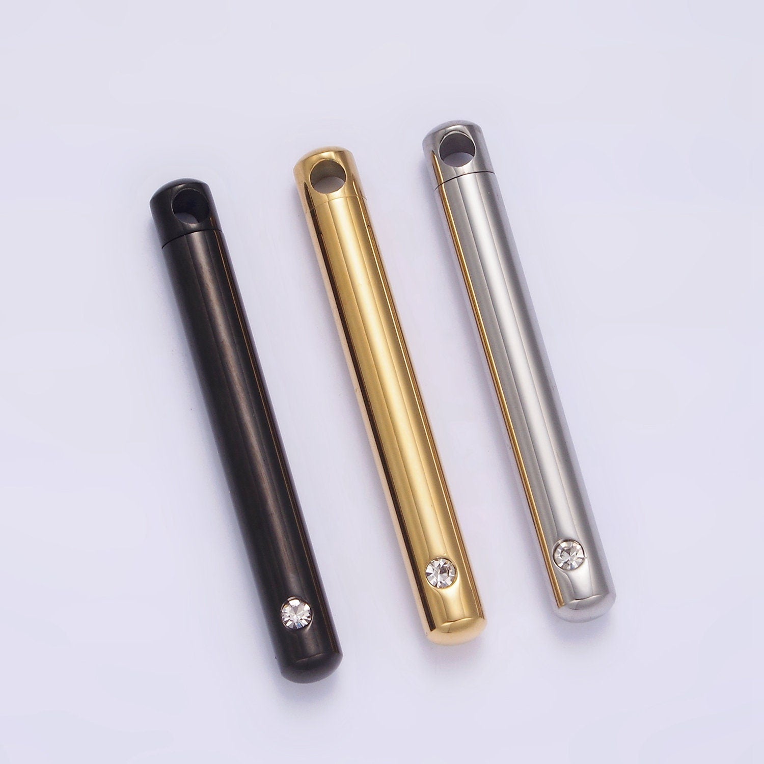 Stainless Steel Tube Cremation Urn Necklace Pendant CZ Tube Bar Ash Holder Pendant, Keepksake Memorial Jewelry, Ash Holder Necklace Charm