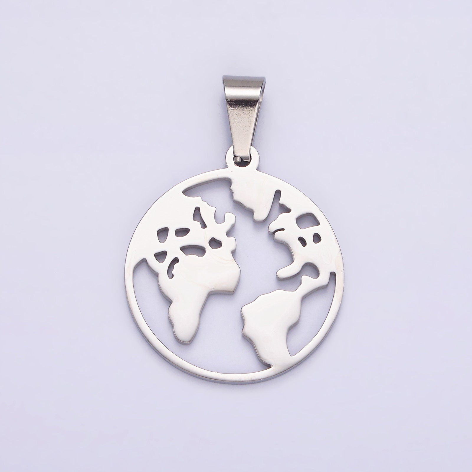 Gold Stainless Steel EARTH Pendants World Charm Globe Global Drop Silver Charms for Earth Day P819