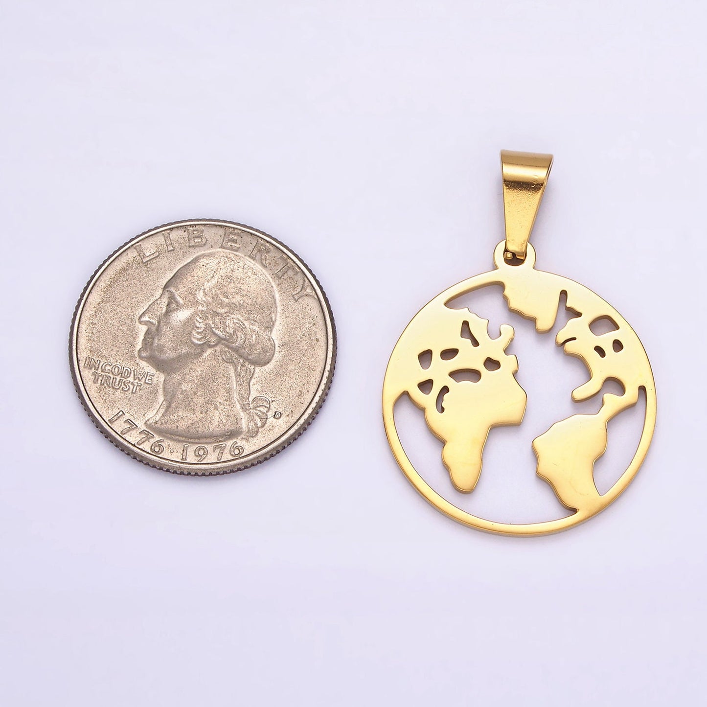 Gold Stainless Steel EARTH Pendants World Charm Globe Global Drop Silver Charms for Earth Day P819