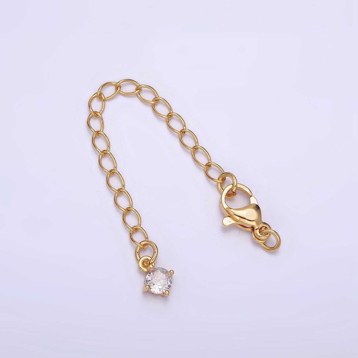 Extender 24k Gold Filled Chain with Lobster Clasp For DIY Bracelet Necklace Jewelry Making with CZ Charm Z-453