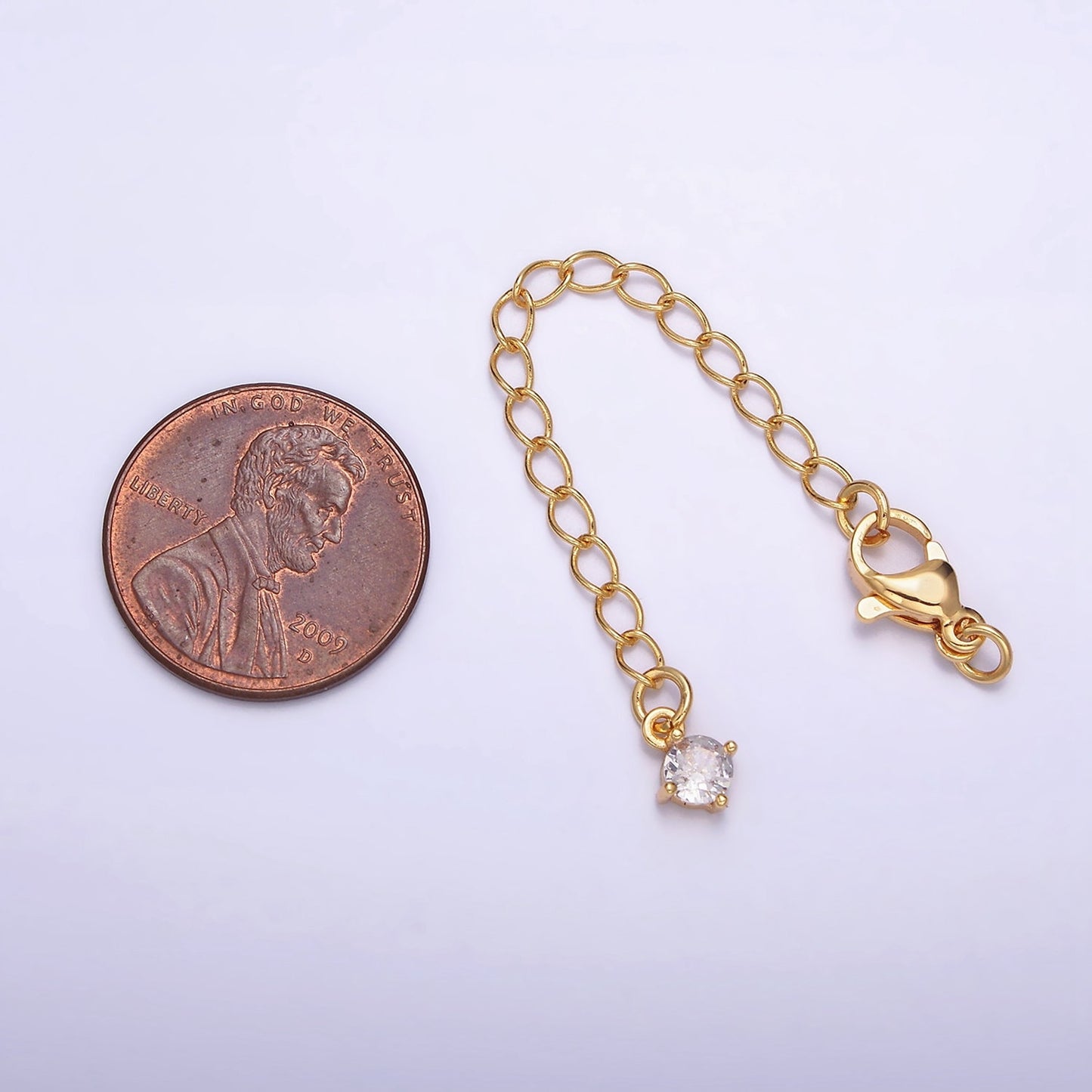 Extender 24k Gold Filled Chain with Lobster Clasp For DIY Bracelet Necklace Jewelry Making with CZ Charm Z-453