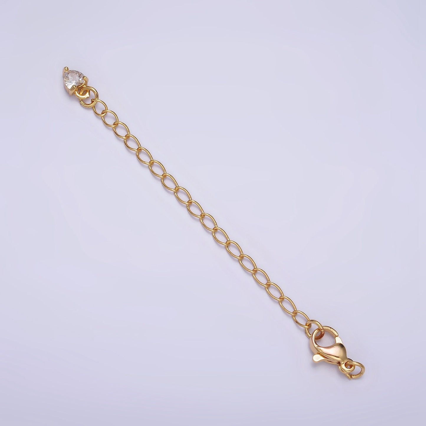 Extender 24k Gold Filled Chain with Lobster Clasp For DIY Bracelet Necklace Jewelry Making with CZ Charm Z-453