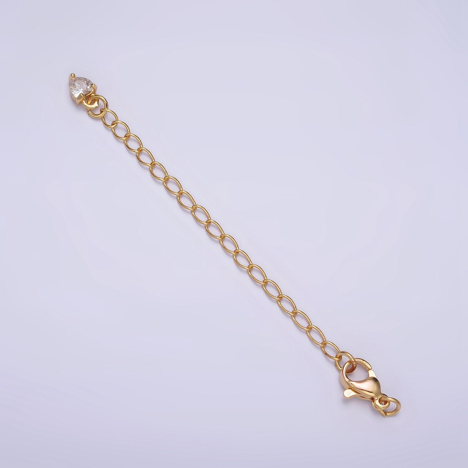 Extender 24k Gold Filled Chain with Lobster Clasp For DIY Bracelet Necklace Jewelry Making with CZ Charm Z-453