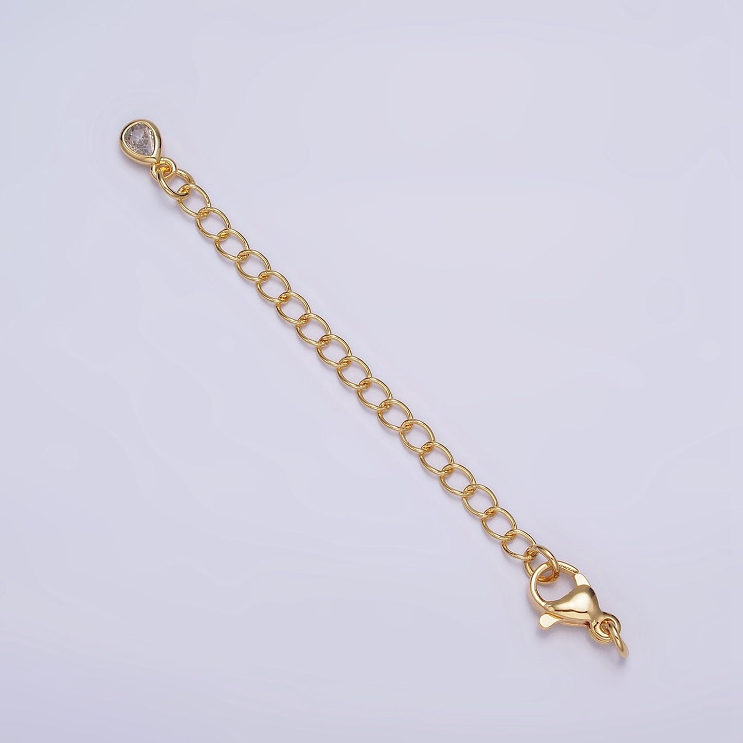 Extender 24k Gold Filled Chain with Lobster Clasp For DIY Bracelet Necklace Jewelry Making with CZ Charm Z-453