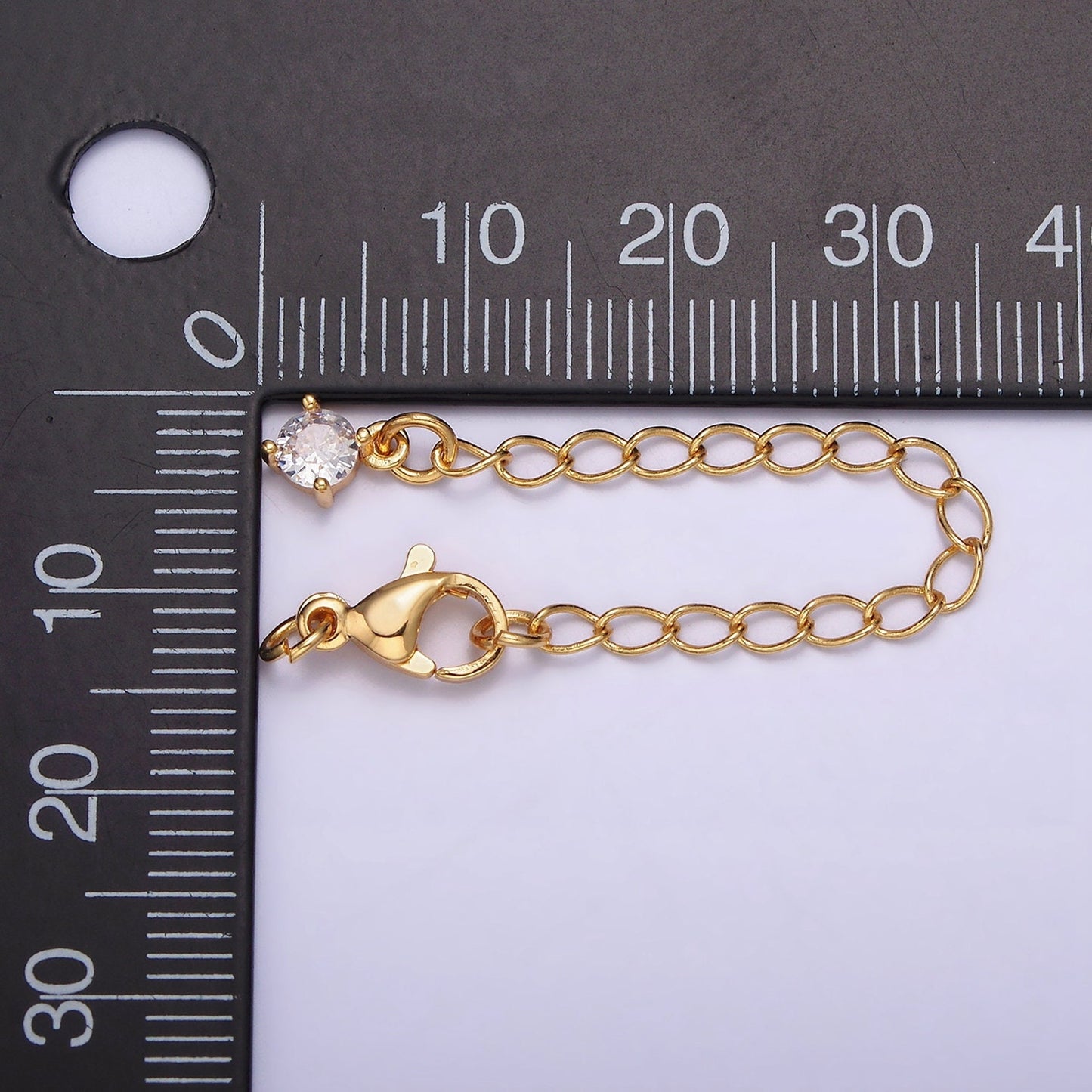 Extender 24k Gold Filled Chain with Lobster Clasp For DIY Bracelet Necklace Jewelry Making with CZ Charm Z-453