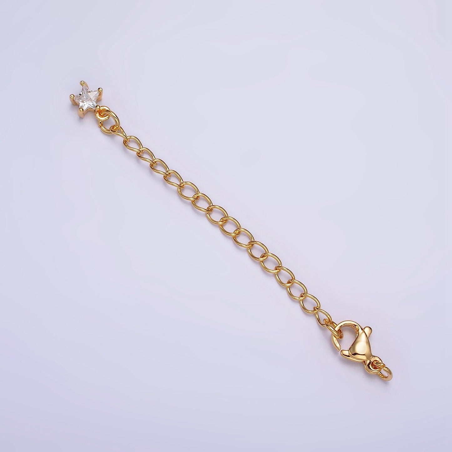 Extender 24k Gold Filled Chain with Lobster Clasp For DIY Bracelet Necklace Jewelry Making with CZ Charm Z-453