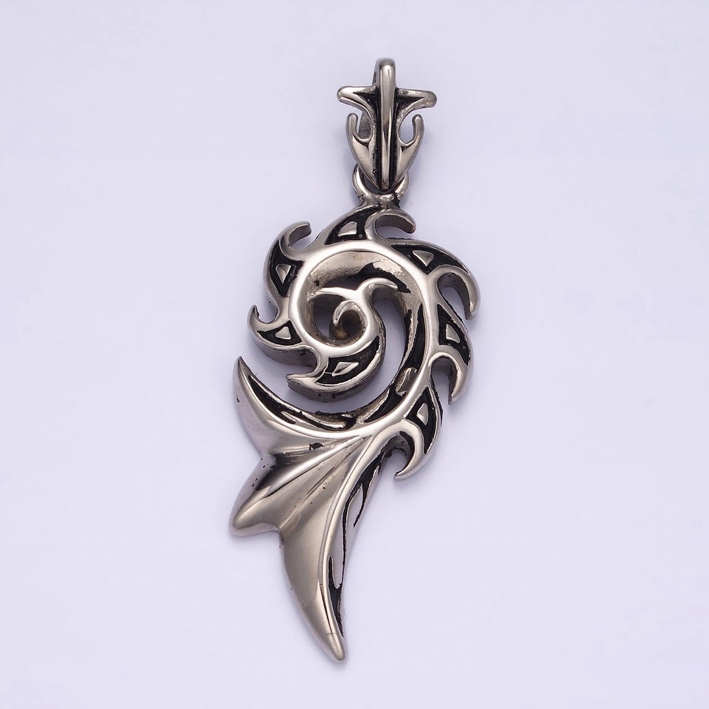 3D Stainless Steel Dragon Tail Pendant Fiery Animal Halloween Charm | P825