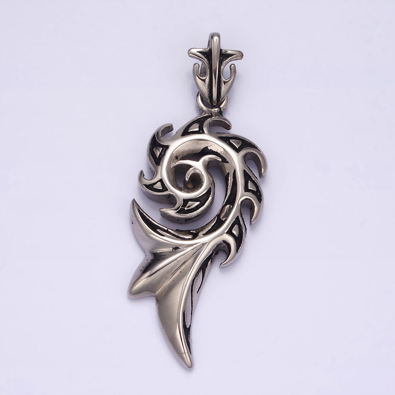 3D Stainless Steel Dragon Tail Pendant Fiery Animal Halloween Charm | P825