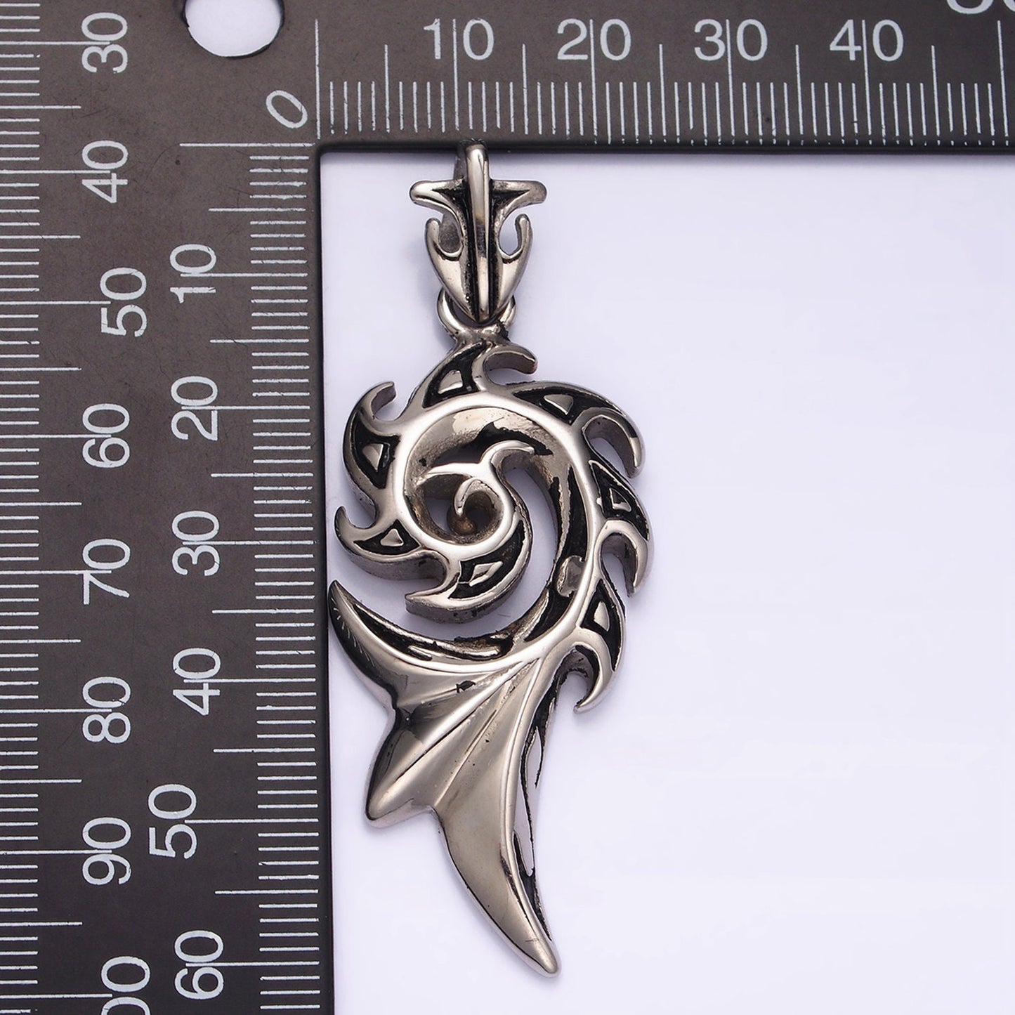3D Stainless Steel Dragon Tail Pendant Fiery Animal Halloween Charm | P825