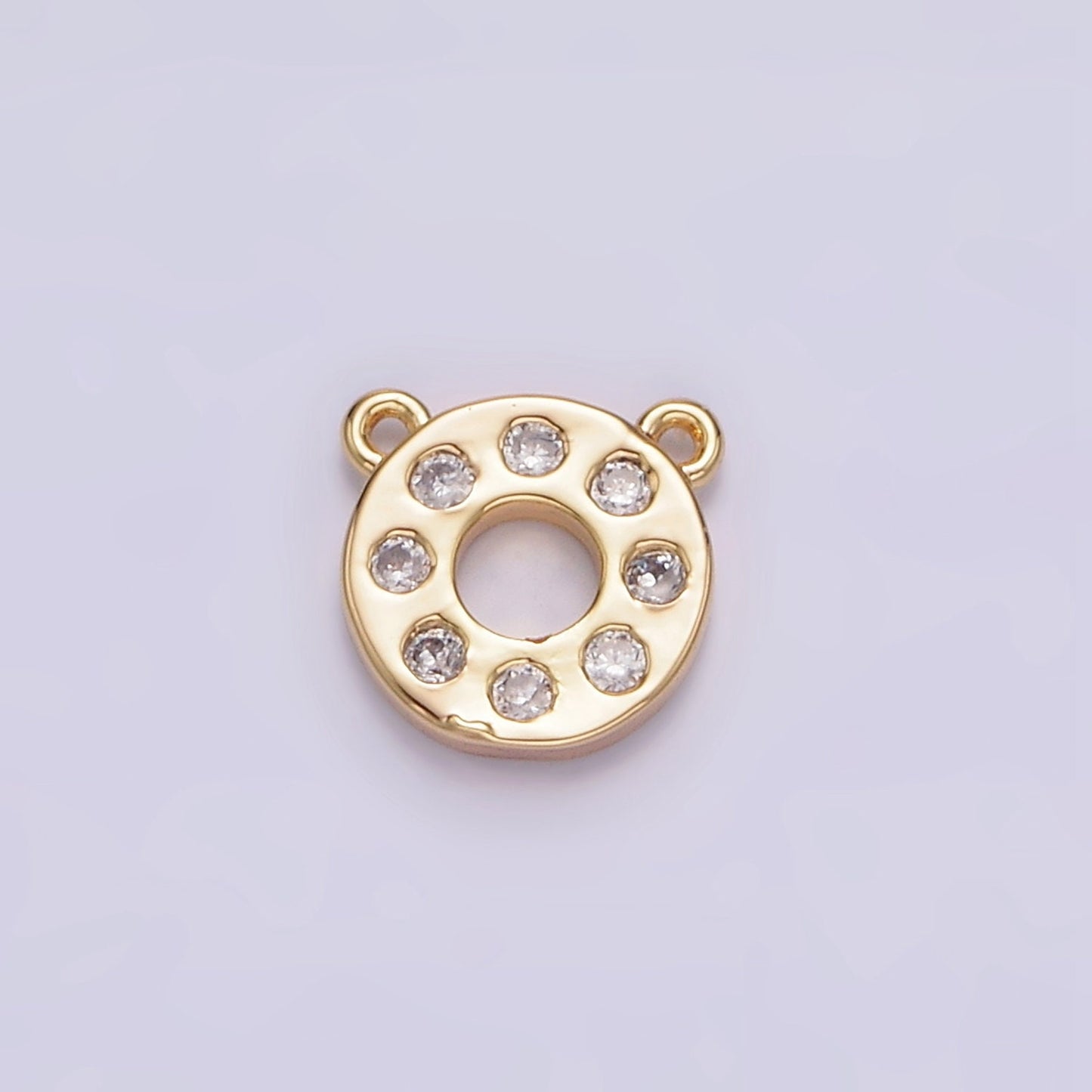 1pc 14k Gold Micro Pave CZ Round Charm Connector Micro Pave CZ Round Bracelet Connector For Bracelet Necklace Supply G667