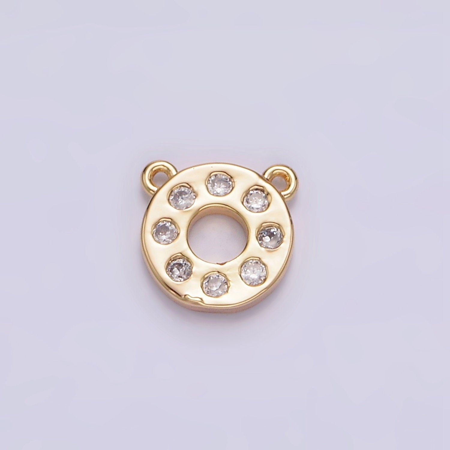 1pc 14k Gold Micro Pave CZ Round Charm Connector Micro Pave CZ Round Bracelet Connector For Bracelet Necklace Supply G667