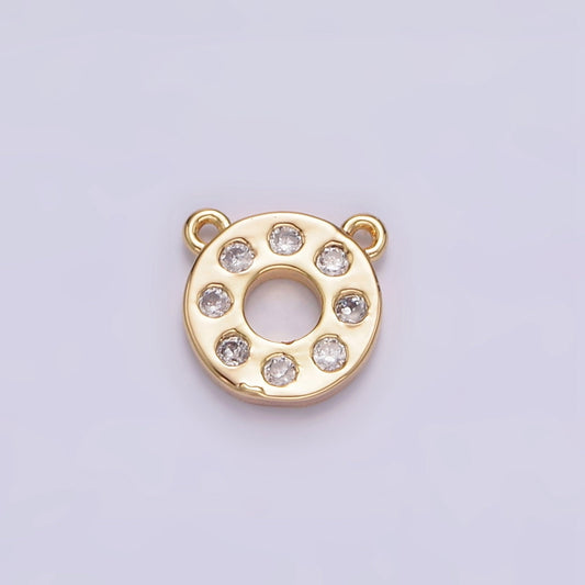 1pc 14k Gold Micro Pave CZ Round Charm Connector Micro Pave CZ Round Bracelet Connector For Bracelet Necklace Supply G667