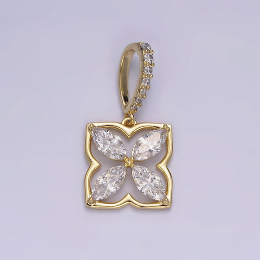 14K Gold Filled Clear Marquise CZ Open Quatrefoil Micro Paved Bail | AA649