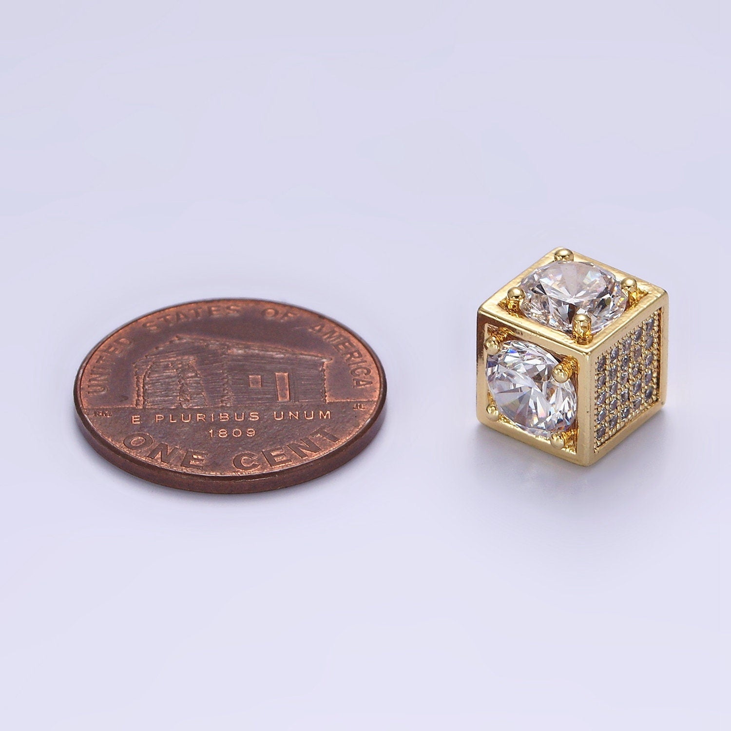 14K Gold Filled Clear CZ Micro Paved Open Heart Bead | B796