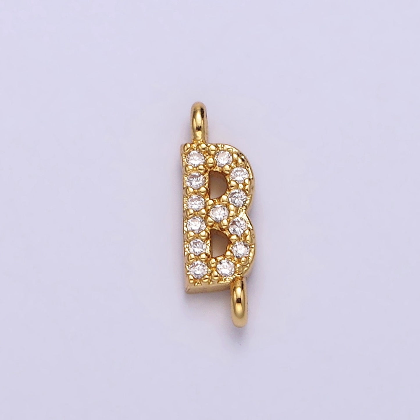 Dainty CZ Sideway Initial Charm Connector Gold Filled Letter Name Necklace Link Connector for Personalized Jewelry Supply Bracelet Necklace