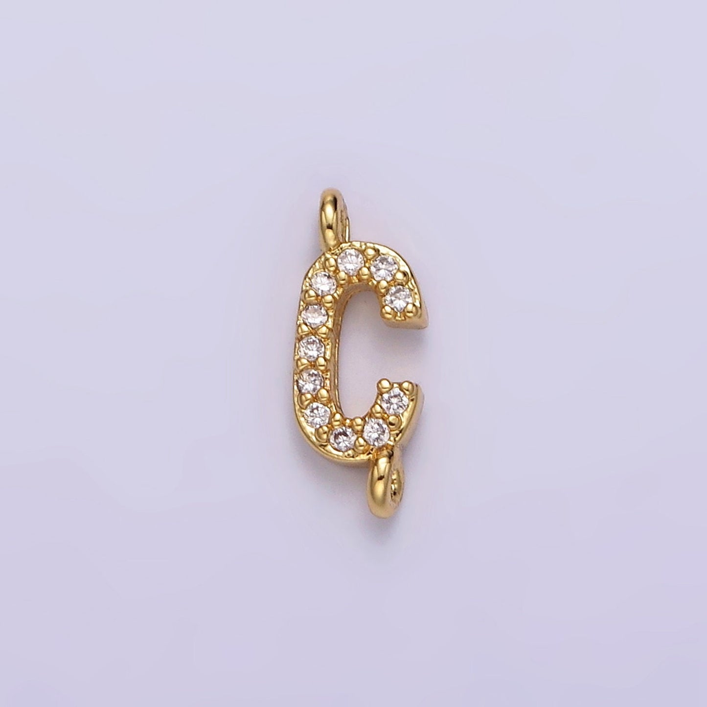 Dainty CZ Sideway Initial Charm Connector Gold Filled Letter Name Necklace Link Connector for Personalized Jewelry Supply Bracelet Necklace