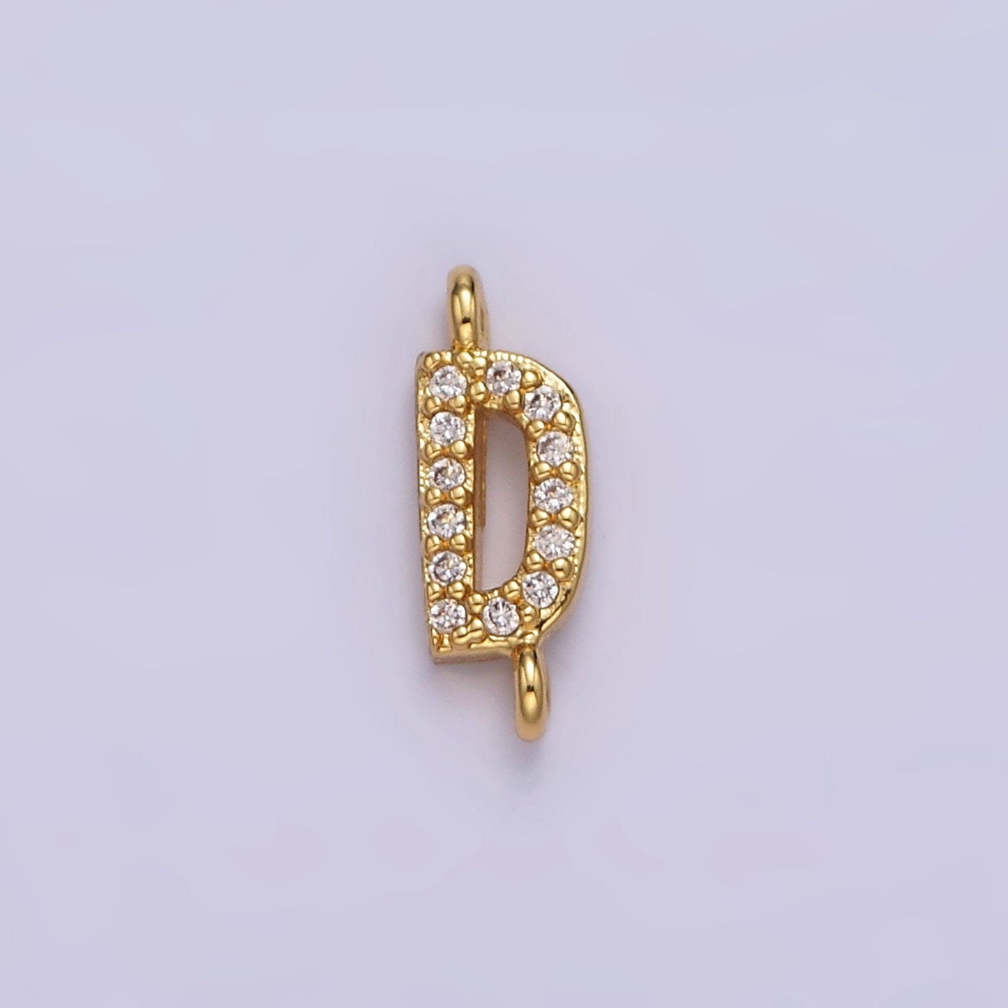 Dainty CZ Sideway Initial Charm Connector Gold Filled Letter Name Necklace Link Connector for Personalized Jewelry Supply Bracelet Necklace