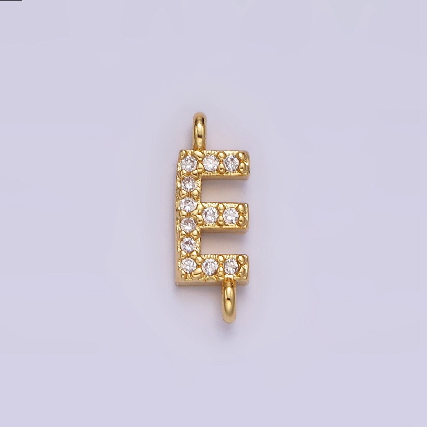 Dainty CZ Sideway Initial Charm Connector Gold Filled Letter Name Necklace Link Connector for Personalized Jewelry Supply Bracelet Necklace