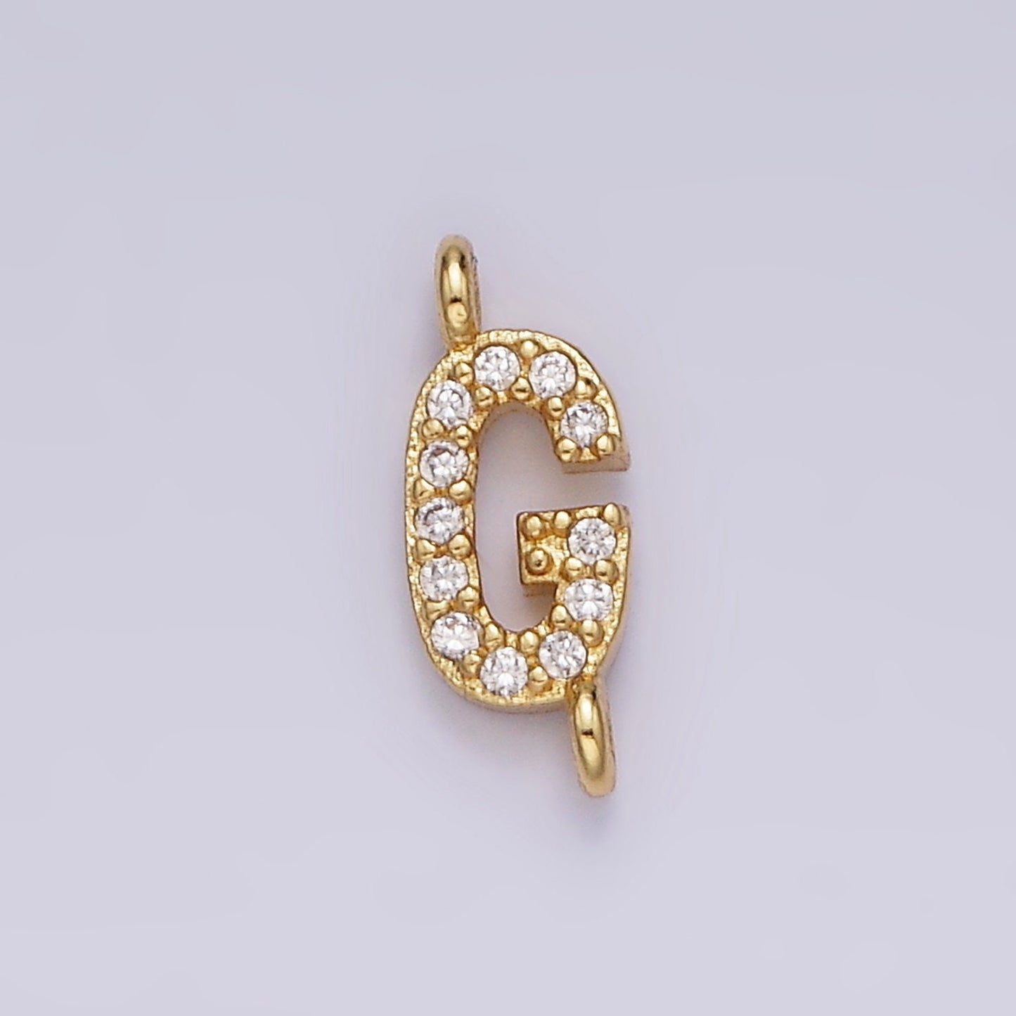 Dainty CZ Sideway Initial Charm Connector Gold Filled Letter Name Necklace Link Connector for Personalized Jewelry Supply Bracelet Necklace