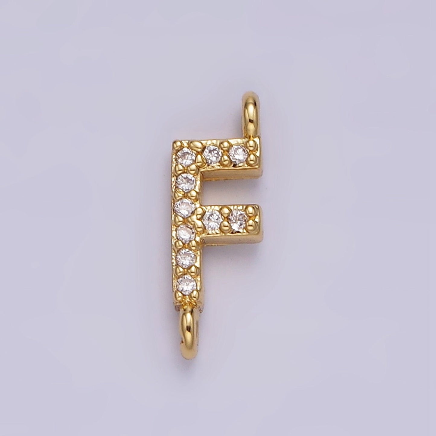 Dainty CZ Sideway Initial Charm Connector Gold Filled Letter Name Necklace Link Connector for Personalized Jewelry Supply Bracelet Necklace