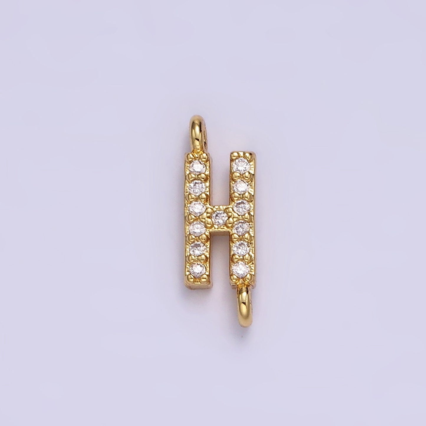 Dainty CZ Sideway Initial Charm Connector Gold Filled Letter Name Necklace Link Connector for Personalized Jewelry Supply Bracelet Necklace