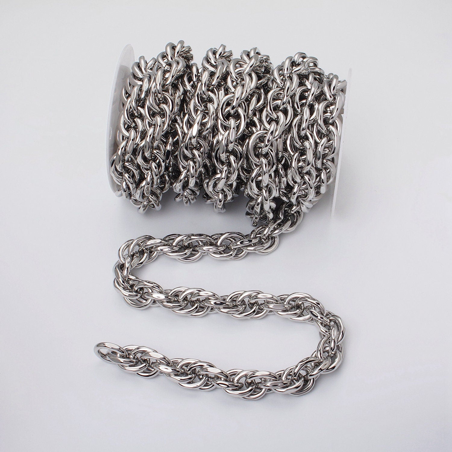 24K Gold Filled 17.4mm Singapore Twist Unfinished Statement Roll Chain by Yard For Jewelry Making Component | Roll-1185 Roll-1186