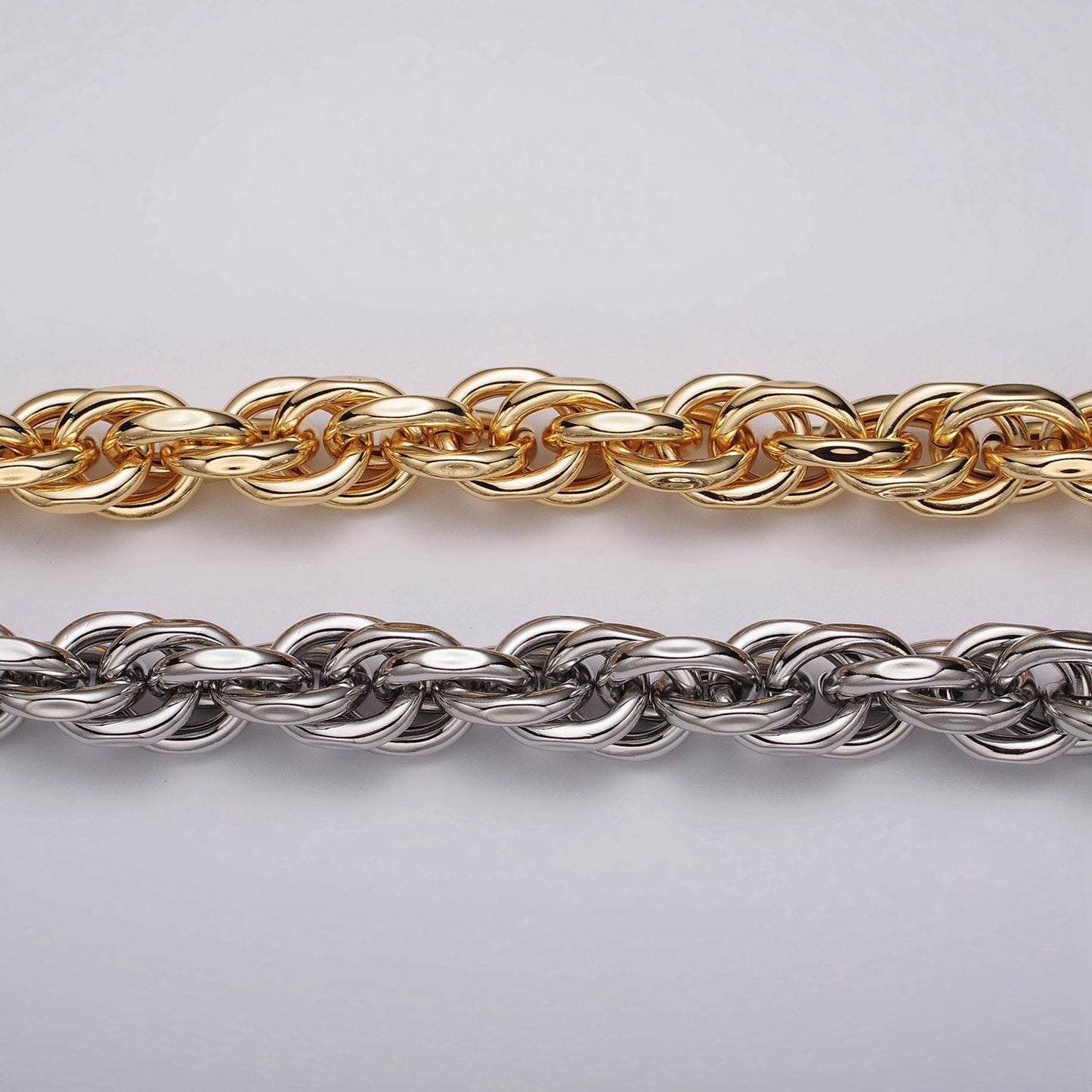 24K Gold Filled 17.4mm Singapore Twist Unfinished Statement Roll Chain by Yard For Jewelry Making Component | Roll-1185 Roll-1186