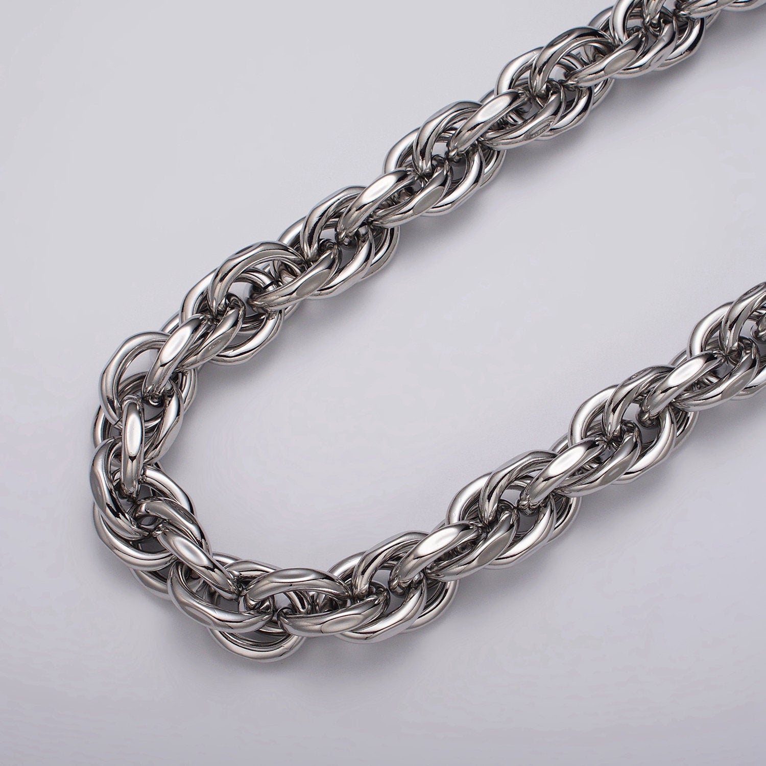 24K Gold Filled 17.4mm Singapore Twist Unfinished Statement Roll Chain by Yard For Jewelry Making Component | Roll-1185 Roll-1186