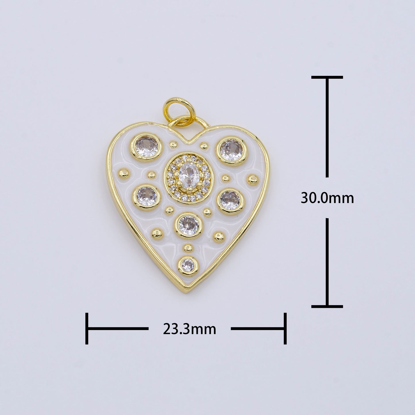 Dainty White Heart Gold Charm, Bubble Charm, Bubble Pendant, Enamel Love Charm Color Jewelry 14k Gold Filled AC976