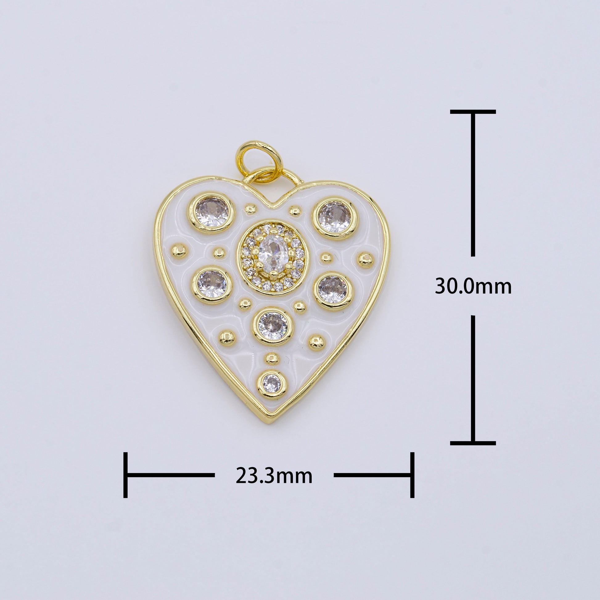 Dainty White Heart Gold Charm, Bubble Charm, Bubble Pendant, Enamel Love Charm Color Jewelry 14k Gold Filled AC976
