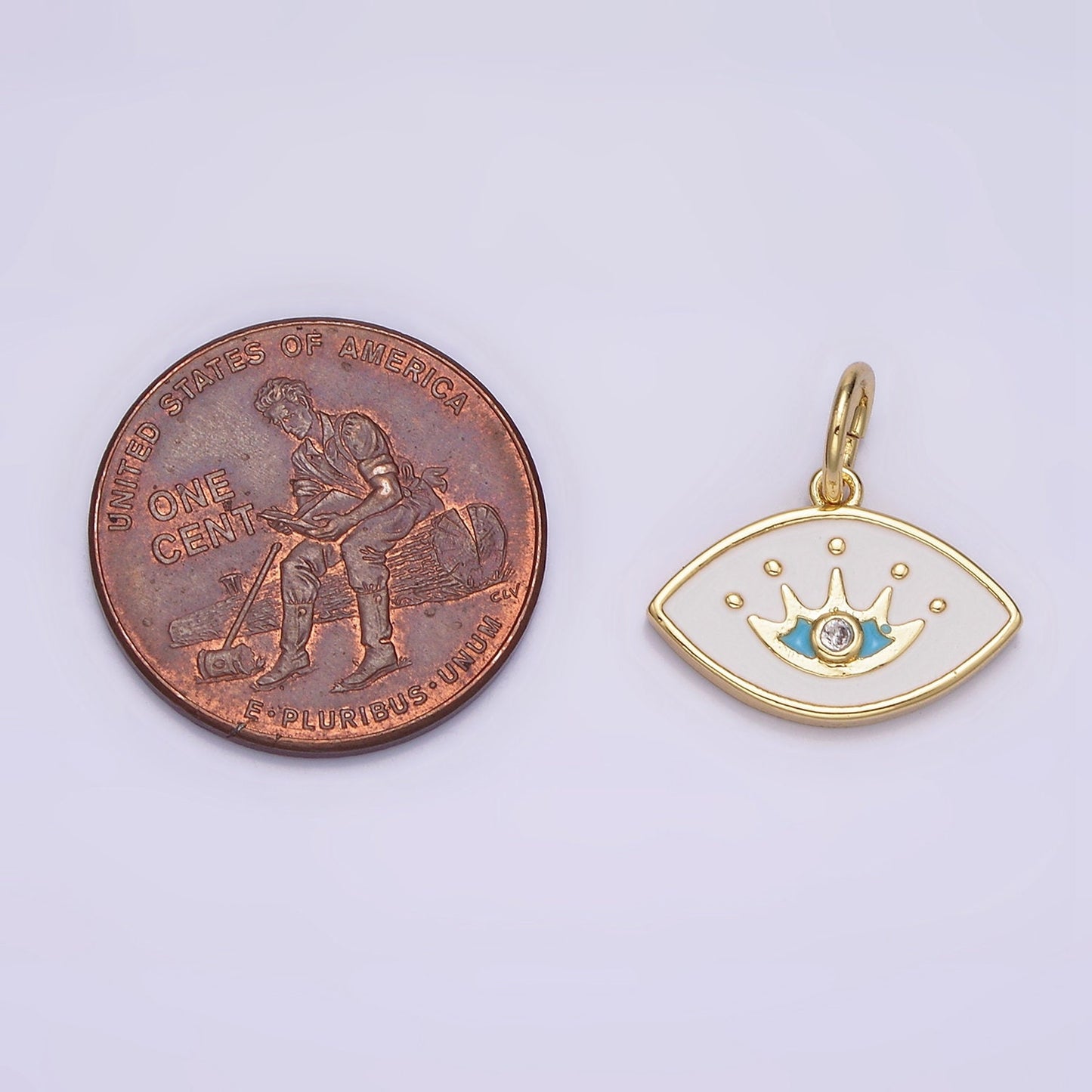1Pc Gold White Enamel Eye Charms, Golden Eye charm Medallion for Necklace Bracelet Component Mix Charm N-986
